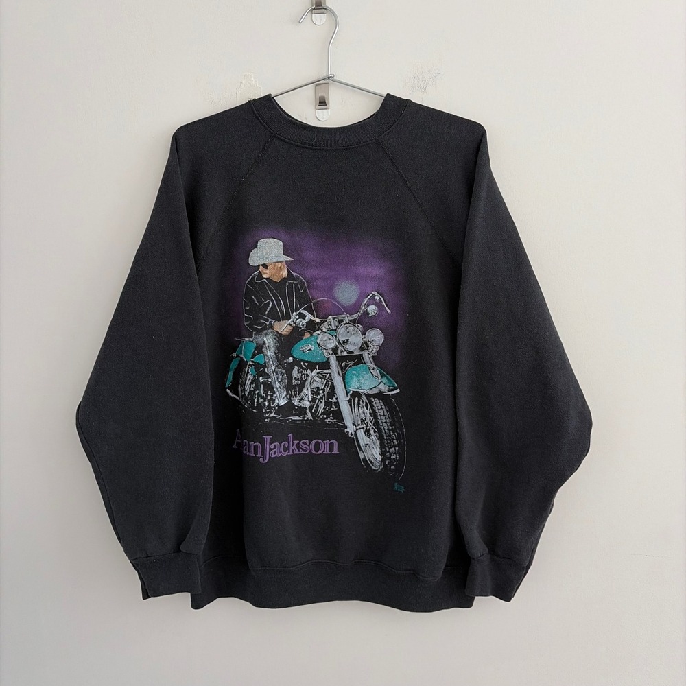 Vintage 1992 Alan Jackson A Lot About Livin Tultex Sweatshirt XL Black